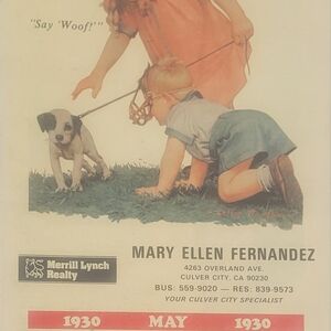 Liberty Calendar 1930 (Re-Production) Merryl Lynch Realty Culver City California